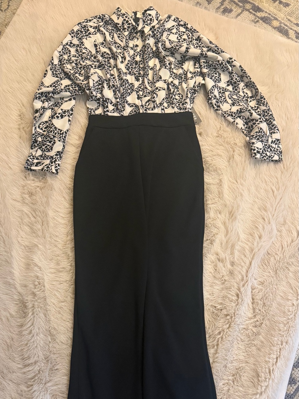 Express Black and White Printed Jumpsuit